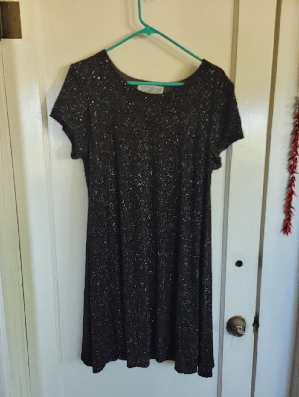 Vintage Jessica Howard Sparkle Short-Sleeve Black Dress
